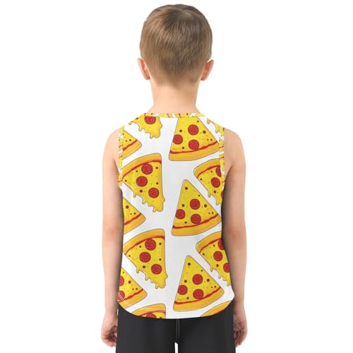 J JOYSAY Pepperoni Pizza Slice White Boys Tank Top Sleeveless Muscle Shirts Quick Dry Kids T-Shirts 3-15T3