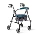 Medline Rollator Walker with Seat and Wheels, Folding Walker for Seniors with Microban Antimicrobial Protection, Durable Steel Frame Supports up to 300 lbs, 6 inch Wheels, Teal