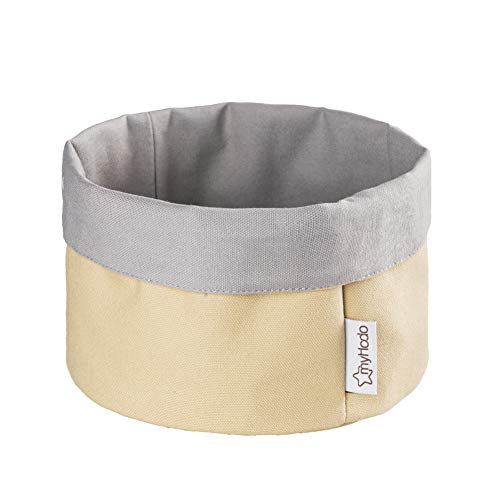 myHodo - Panera de tela de 20 cm, para guardar pan y panecillos, cesta de almacenamiento, cesta para pañales, cesta para la cocina y la mesa de desayuno, diseño 2 en 1, 100% algodón (amarillo)