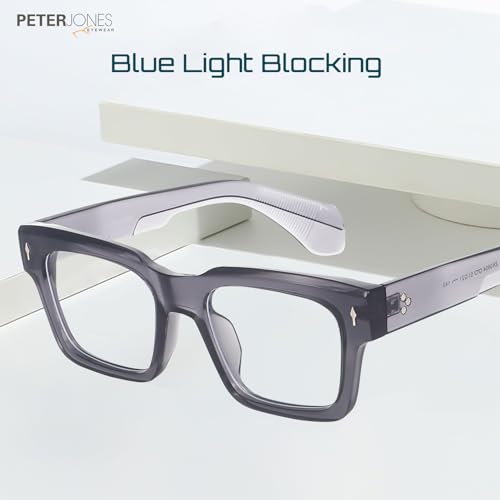 Image of Peter Jones I Zero Power Blue Cut Computer Glasses I Retro Square Shape I Gaming Glasses I UV Protected & Blocks Harmful Rays I Men & Women I Large Square 3804