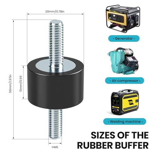 PENCHUAN 8 Stück Gummipuffer m6, M6 Gummi Stoßdämpfer Gummilager, Gummi Schwingungsdämpfer Gummidämpfer Silentblock für Wasserpumpen,Luftkompressoren,Industrie (VV20*15 M6*18)
