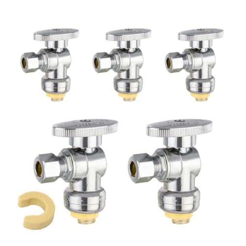 5PCS Niikappu 1/2" Push x 3/8" OD Angle Stop Valve(PF-UNI004-5)