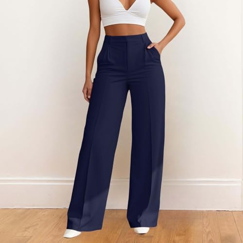 Wide Leg Work Pants for Women Stretch High Waisted Loose Fit Dress Pants Business Casual Summer Trousers with Pockets2
