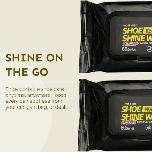 Image of Shoe Wipes & Sneaker Wipes - (80 + 80 Count) Pack of 2 - Quick Wipes for Shoes Cleaning - Shoe Cleaning Wipes for All Shoes - Portable Cleaner for Sneakers, Leather & Sports Footwear White