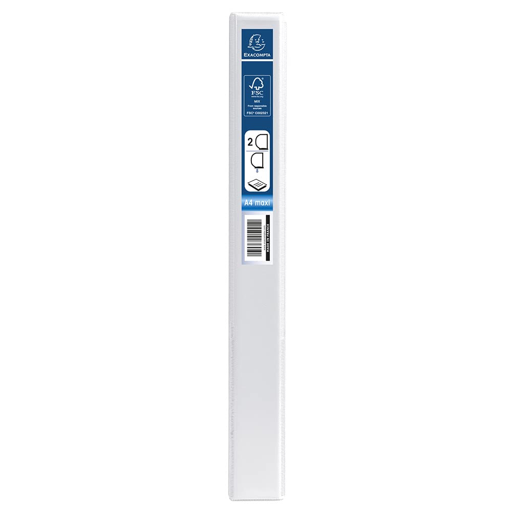 Exacompta 51820E Segregator Kreacover Opak - polipropylen - 3 kieszenie do personalizacji - 2 D-ringi 15mm - A4 maxi - 1 sztuka - kolor biały