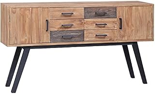 YOPOTIKA Side Cabinet Wooden Storage Cabinet With 6 drawers and 2 doors For Dining Room,Living Room,bedroom,Hallway 140x30x75 cm Solid Teak