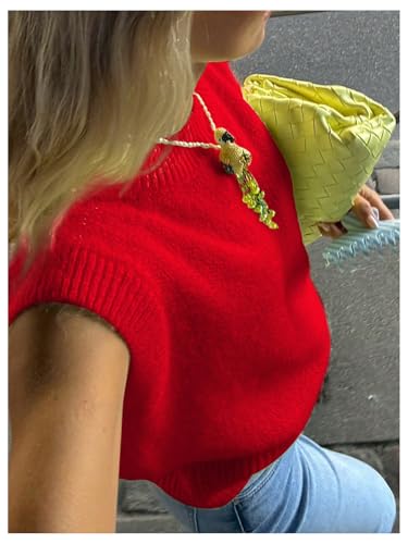 Floerns Women's Going Out Sleeveless Knitted Sweater Vest Crew Neck Pullover Tops2
