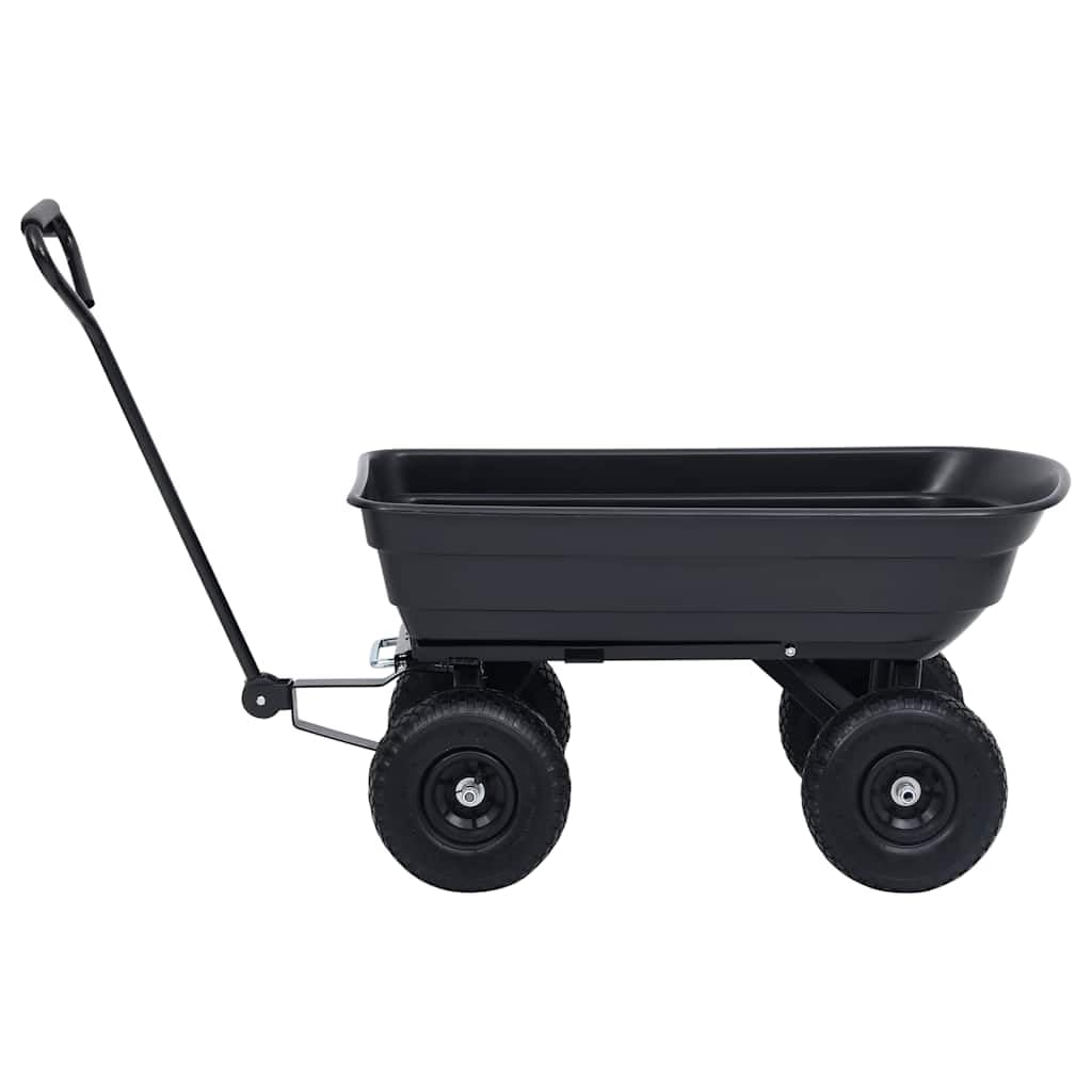 Garten Kippwagen 75 L 300 kg Schwarz Stahlrahmen PU Gummiräder Transportkarre für Gartenarbeit Schubkarre mit Kippfunktion