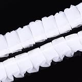CABODYALS 30 Yards White Ruffle Trimming Pleated Chiffon Lace Tulle Trim Gathered Organza Double Layer Ruffled Edge Fabric Ribbon for Sewing Making Crafts Wedding Bridal Curtain Dresses Costume Supply