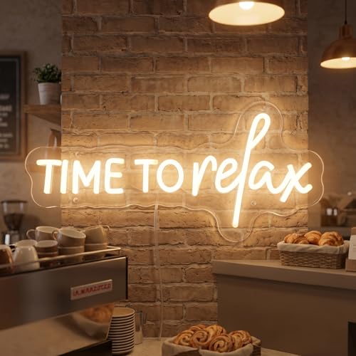 Image of TIME To relax Warm White Neon Sign for Wall Decor Led Neon Lights for Wedding Party Beauty Salon Gym Store Game Room Decorations