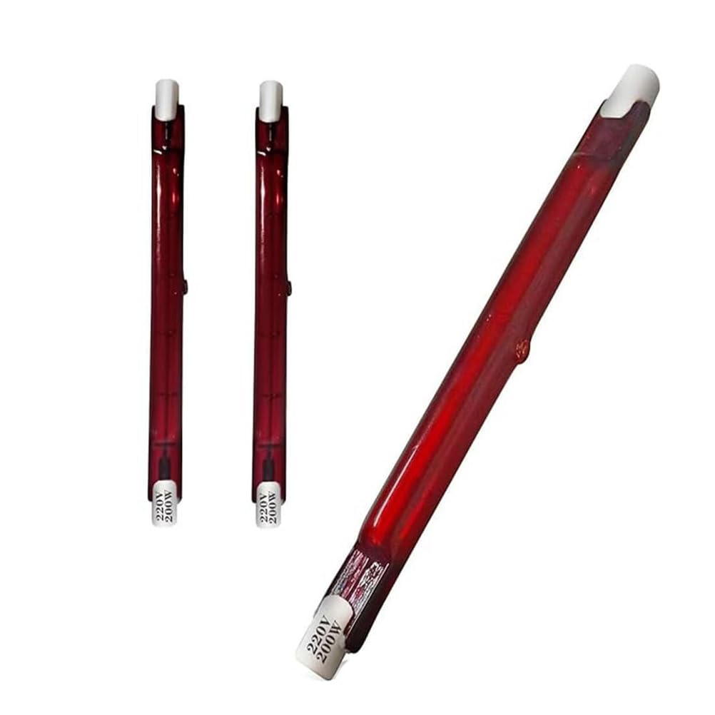 1000W Infrared Heat Bulb Dimmable, 254mm R7S Quartz Heating Halogen Bulb, 1000lm, AC 220V Ruby Heater Lamp for Heatmaster U3, No Flicker, 360° Beam Angle,118mm,200W 3 Packs