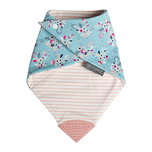 Cheeky Chompers Bandana Bib with Sensory Chew, Botanical Bloom, L - Image 2