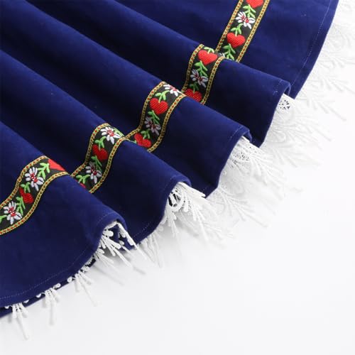 GRAJTCIN Oktoberfest Costumes Women Velvet German Bavarian Dirndl Dress Octoberfest Outfits for Halloween Carnival (S, Blue) - Thumbnail 6
