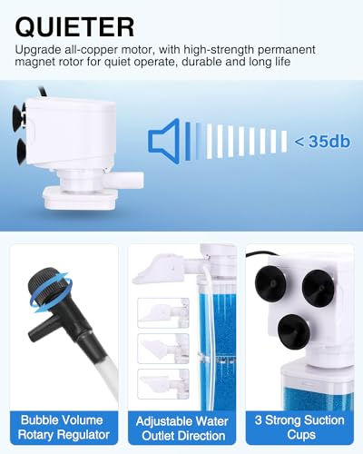 Fishkeeper Aquarium Power Filter - Fish Tank Filter Aeration Adjustable For 40 To 100 Gallon Tank thumb #3