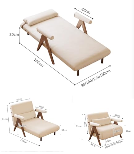 Image of AnywaysWood White Sleeper Chair for Reading |3 in 1 Sleeper Sofa Couch Bed | Adults | Living Room, Bedroom,Office | Adjustable Backrest| Space-Saving