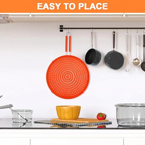 Image of Splatter Screen for Frying Pan, Grease Splatter Guard, Heat-Resistant Splatter Guards for Frying, Silicone Splatter Guard for Everyday Cooking, Dishwasher Safe, Red (16inx12inx0.5in)