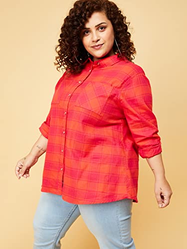 Image of Max Plus Size Women Checked Yarn Dyed Casual Shirt