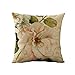WOMHOPE Set of 4 Vintage Spring Flower Decorative Throw Pillow Covers Pillow Cases Cushion Cases Burlap Toss Throw Pillow Covers 18 x 18 Inch for Living Room,Couch and Bed (Beige Flower)