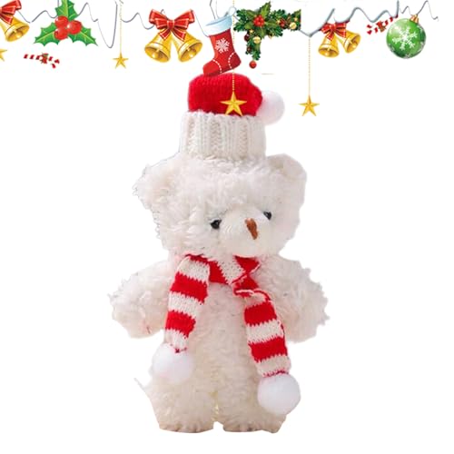 Oso de Navidad de Peluche – Lindas Decoraciones de Oso y marrón de Dibujos Animados | Decoración del hogar para Tartas de 6.3 Pulgadas, Osos de Navidad Rellenos para Suministros de