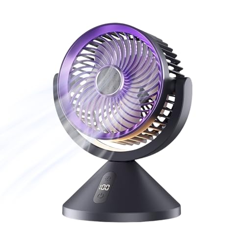 Ventilador De Circulación De Aire Para Escritorio - Ventilador Recargable Para Aire Con Control De Velocidad Continuo - Máquina De Enfriamiento Con Luz LED Digital Y Función De Ambientador Para Dormit