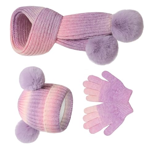 Bonnet écharpe moufles bébé anti-froid en laine douce