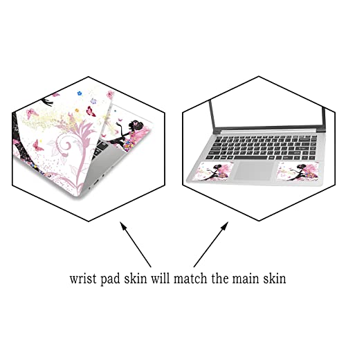ARTSO 15.6 inch Laptop Notebook Skin Sticker Universal Soft Art Cover Decal Fits 12 13 13.3 14 15 15.4 15.6 inch Laptop Protector,Easy to Apply, Reusable, Pink Butterfly Girl