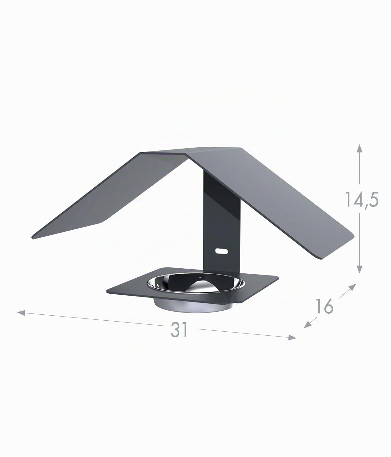 Mangeoire à Oiseaux Zéphyr Louis Moulin – Métal Anthracite Robuste – Suspendue ou Murale – Design Moderne – Gamelle INOX Amovible – Résistante au Gel et UV – 31x16x14,5 cm