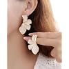 Irregular Unique Statement White Flower Earrings Big Floral Chunky Gold Earrings Elegant Vintage Drop Dangle Trendy Jewelry