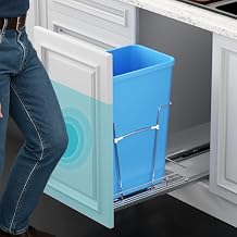 Pull Out Trash Can Under Cabinet Kit - Heavy Duty Push to Open Slides with Door Mounting Kit, Fits 15" W x 18" D Cabinets for Kitchen/Laundry Trash Bin Not Included, Updated Design