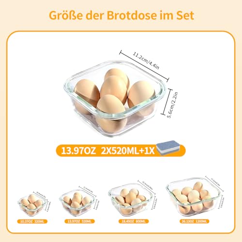 LNWSN 320ml Frischhaltedosen mit Deckel 12er Set, Versiegelter Vorratsdosen Glas mit Deckel aus Verdicktem Borosilikatglas… – Ansicht 2