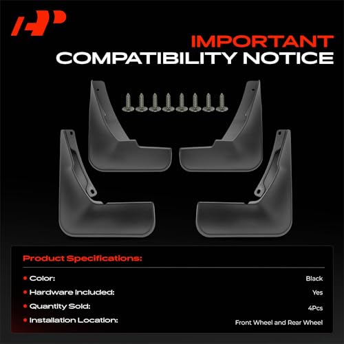 Image of A-Premium Mud Flaps Compatible with Audi | for Audi A6 2012-2016 Sedan, No Drilling Required Mud Guards with Hardware Accessories, Set of 4 Front and Rear