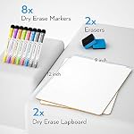 Nicpro 2 Pack Lap Effacer à sec 9 x 12 Inches double face en vrac en lapboard avec 8 Stylos à base d'eau 2 Eraser, Apprendre tableau blanc Conseil de dessin portable pour communiquer Interact Kid salle de classe d'élèves