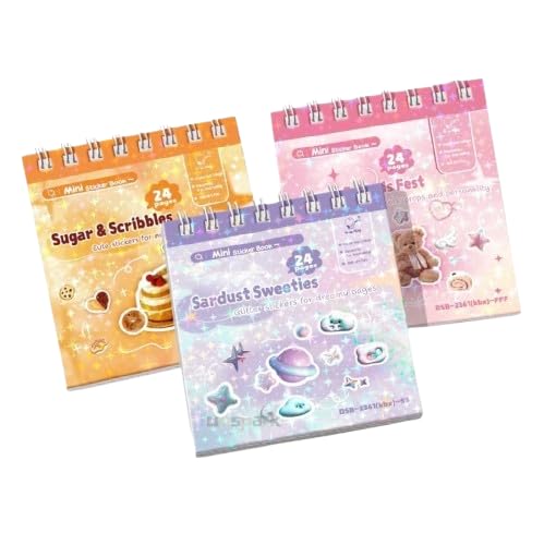 Jaravik Set of 3 Mini Sticker Books with Craft Tweezer - 72 Sheets/4320+ Stickers, Kawaii Glitter Sticker Book for Nail Arts, Scrapbooking, Journaling, DIY Craft, Planner Decoration Stickers-image-5