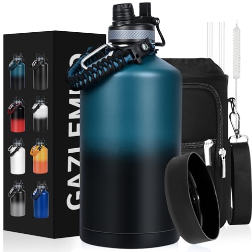 Image of GAZLEMHO 1 Gallon Water Bottle Insulated 128oz Stainless Steel Jug