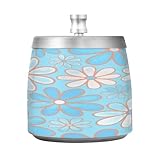 LI ZHI XIN Home Cenicero de acero inoxidable con tapa para interior o exterior, diseño de flores azules