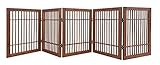 Pet Dog Gate Strong and Durable Freestanding Folding Acacia Hardwood Portable Wooden Fence Indoors or Outdoors by Urnporium (Brown Pet Gate, 5 Panel 24' Tall)