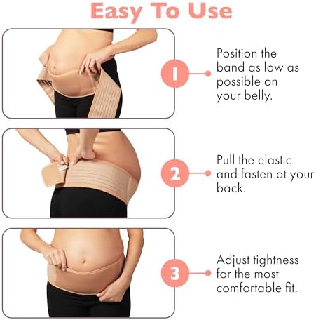 AZMED Maternity Belt, Breathable Abdominal Binder, Back Support, One Size, Beige