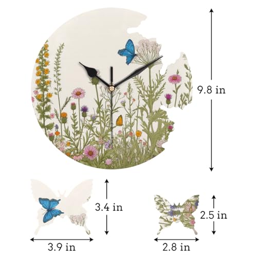 Reloj de Pared Silencioso Analógico con Diseño de Mariposas 9.8 Pulgadas miniatura 2