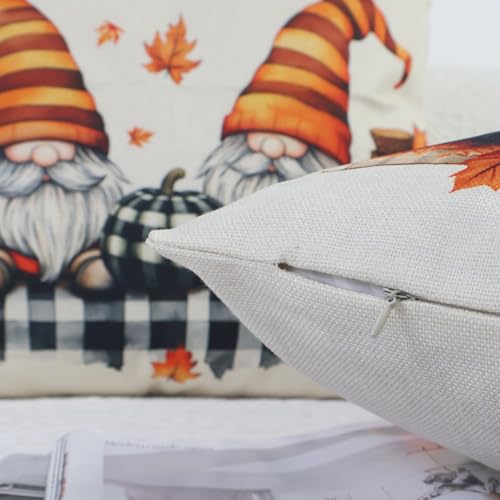 NIULAA GNOME Zwerg Herbst Kissenbezug Leinen 50x50 4er Set – Ansicht 4