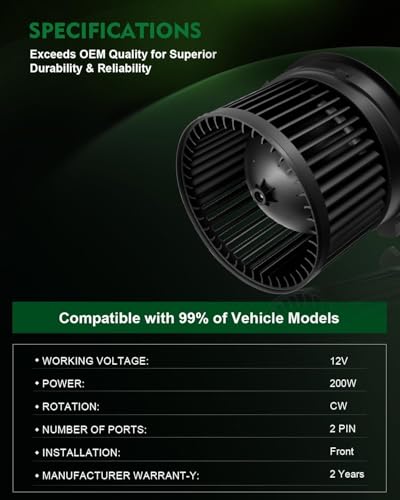 Image of HVAC Heater Blower Motor Fan Replacment for:-Nissan Rogue 2008-2014, Sentra 2007-2012, Rogue Select 2014 2015, AC Blower Motor with Fan Cage # 700253, 27225-ET10A, 27225-JM01B, PM9377, 87721