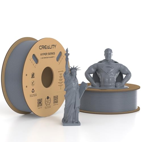 Official CREALITY Hyper PLA Filament 1.75mm Grey & Grey 2KG, 30-600mm/s Rapid High Speed PLA 3D Printer Filament, 2 Pack 1kg Spool(2.2lbs) PLA, Dimensional Accuracy +/-0.02mm, Fit Most FDM 3D Printers