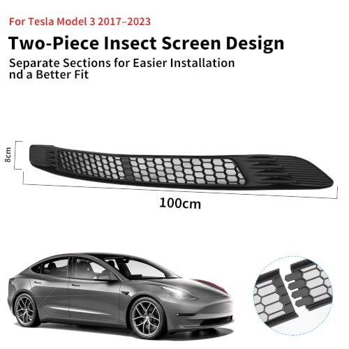 Image of Front Grill for Model 3 2017-2023 Mesh Grille Grid Inserts Air Inlet Vent Grille Cover Replacement With Screen Debris Guard /Leaf & Debris Protection Accessories