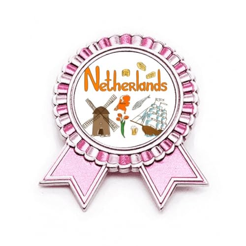 Broche badge pays-bas symbole national en métal rose de taille moyenne