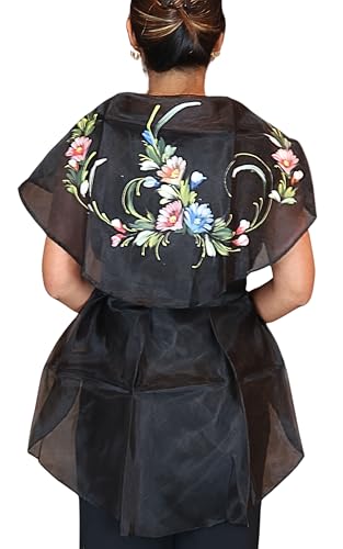 Panuelo Filipiniana | Hand Painted Flower Shawl for Women4