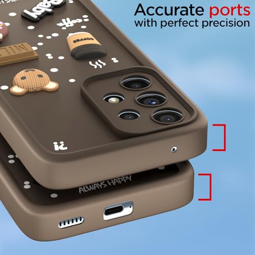 Image of Amazon Basic Back Cover for Samsung Galaxy A53 5G | Cute Fun Cartoon 3D Bear Silicone Full Body Protection Bumper Cover (Brown)