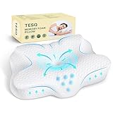 TESQ Oreiller Ergonomique Cervical 2 en 1 en Oreiller Memoire Forme,Confort Supérieur pour Dormeurs sur Le Côté et sur Le Dos,Hauteur Adjustable,Taie 100% Coton Lavable,60 x 40 x 9/12cm