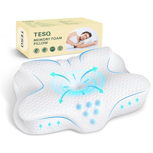 TESQ Oreiller Ergonomique Cervical 2 en 1 en Oreiller Memoire Forme,Confort Supérieur pour Dormeurs sur Le Côté...