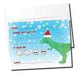 Christmas Kids Fill in The Blank Thank You Cards Pack from Boy or Girl - Dinosaur - T-Rex