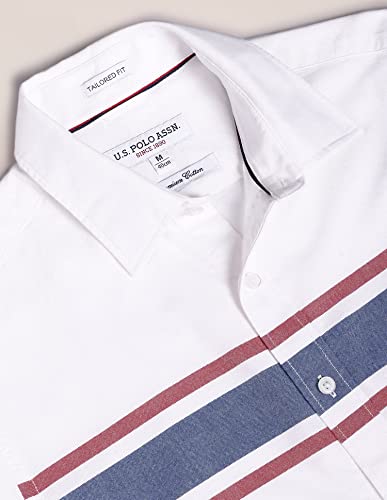 Image of U.S. Polo ASSN. Men's Cotton Striped Regular Fit Horizontal Stripe Oxford Casual Shirt