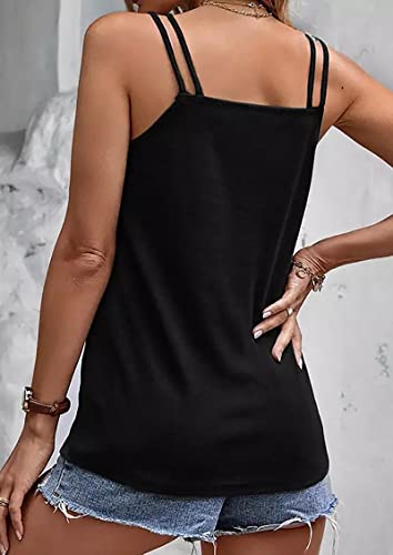 Notched Collar Camisole for Women Summer Sexy V Neck Sleeveless Shirt Top Casual Loose Tank Top Boho Holiday Vest3